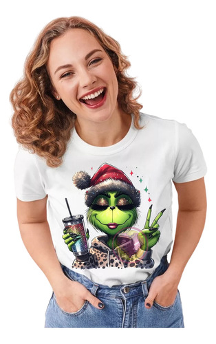 Playera Grinc Y Cafe Navidad Blusa Mujer Regalo Navideña 6m