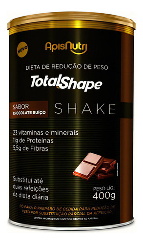 Dieta para bajar de peso Total Shape Shake, 400 g, sabor a chocolate Apisnutri