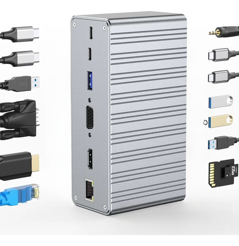 Hub Usb-c 13 En 1 Estación De Acoplamiento,100 W Pd, Hdmi 4k