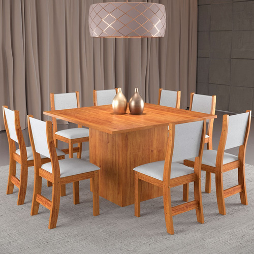 Mesa De Jantar 8 Lugares Lexa Mel/linho Gelo - Viero