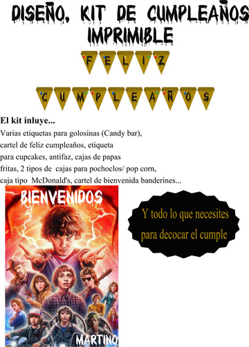 Strangers Things Kit Imprimibles Cumpleaños Personalizados