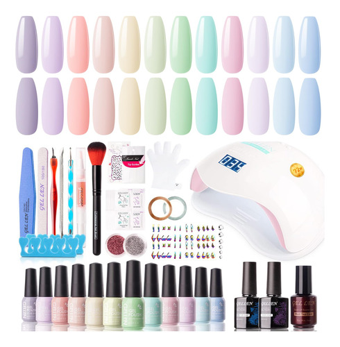 Gellen Kit De Esmalte De Uñas De Gel Con Luz Uv De 72 W, L.