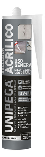 Sellador Acrilico Pintable Negro Para Grietas Y Juntas 280ml