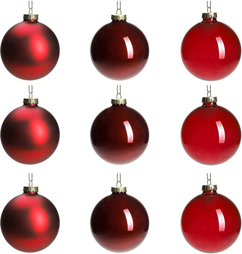 Bolas De Navidad Cristal Dn Deconation Rojas 3 Diseños X9