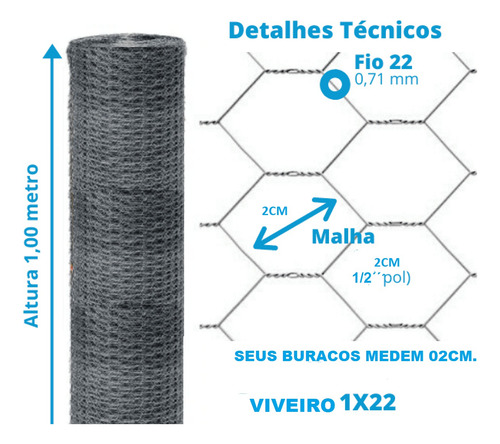 Tela Viveiro Passarinho Fio 22 Ro C/50m X 1,00 Altura Morlan
