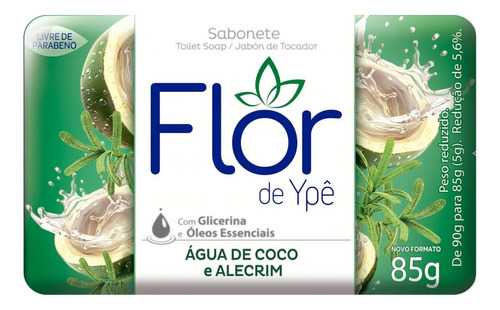 Sabão em barra Flor de Ypê Água de Coco e Alecrim de 85 g