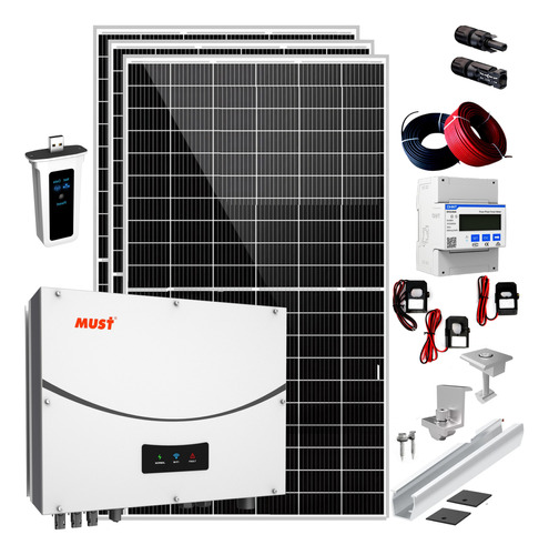 Kit Solar Complet Ongrid Inyección Cero 15kwh Trifasico Must