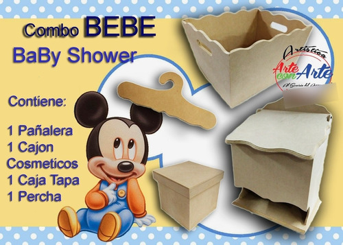 Combo Bebe X 4 Pañalera, Percha, Cubo Y Cajon Baby Shower