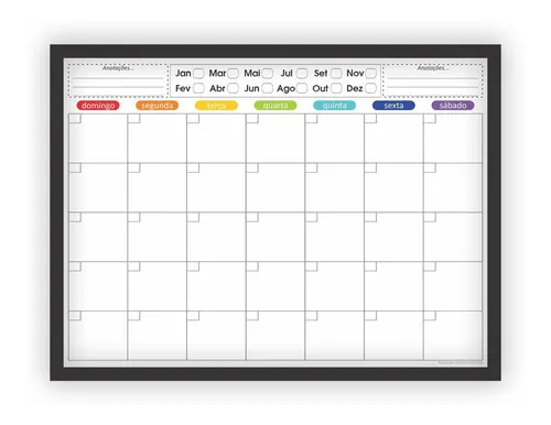 Quadro Planejamento Mensal Planner Com Moldura 04