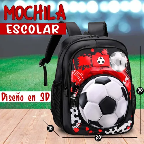 Mochila Escolar Nene Grande Relieve Pelota Futbol Niños Cole