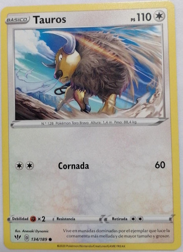 Pokémon Tcg Tauros 134/189 (español)