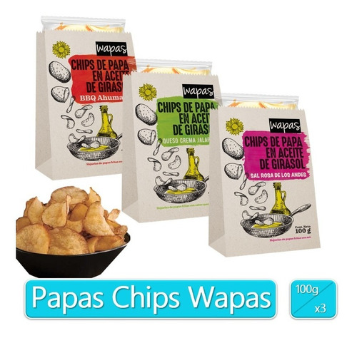 Papas Chips Artesanales Wapas 100gr X3 Uds