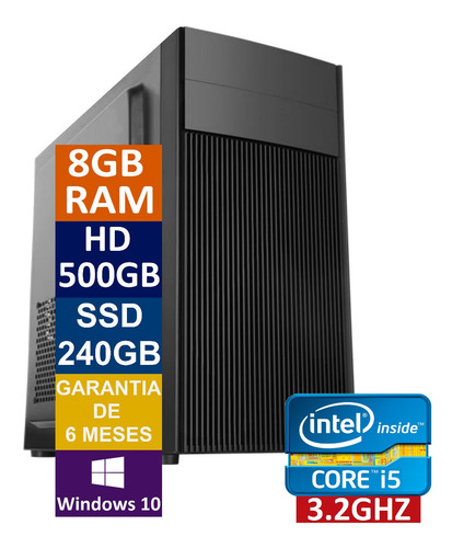 Pc Computador Cpu I5, Hd 500gb + Ssd 240gb + 8gb Memória Ram
