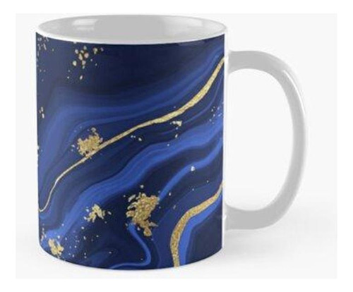 Taza Fondo Transparente De Mármol Azul Real Y Oro Calidad Pr