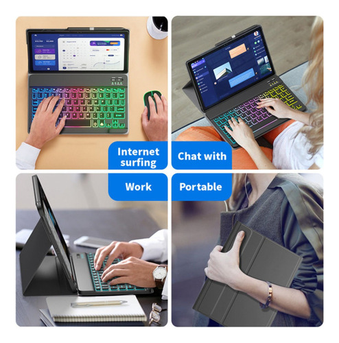 Funda+teclado Arcoíris+ratón Para Lenovo Tab P10 10.1 X705f/