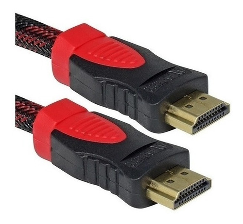 Cable Fino Hdmi 5 Metros Doble Filtro Mallado Rojo