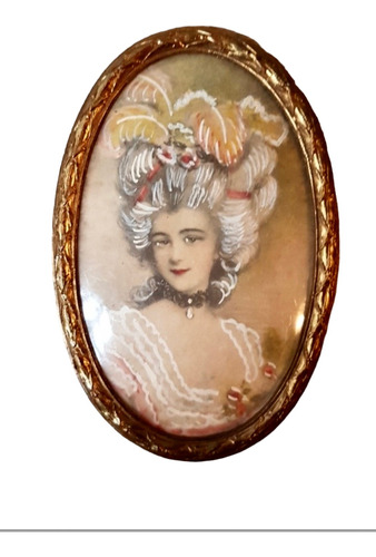 Miniatura Antigua Oval Pintada A Mano  Francesa 