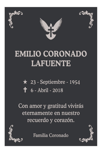 Placa Funeraria Para Cripta Grabado Láser Gratis Media Carta