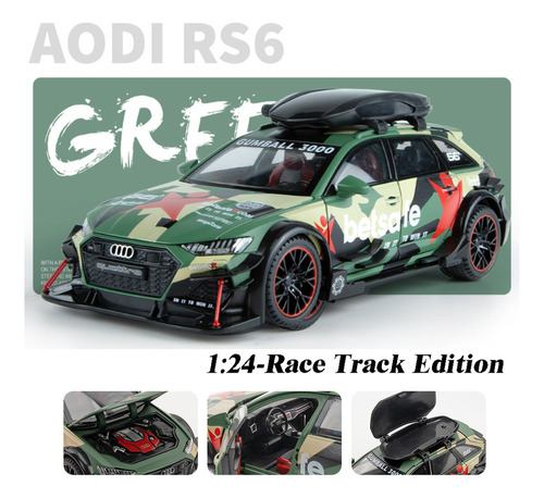 Audi Rs6 Avant Miniatura Metal Coche Con Luces Y Sonido 1/24