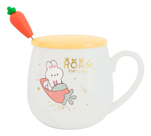 Taza De Ceramica Tapa Y Cuchara Figuras Kawaii Cute 12268 N*