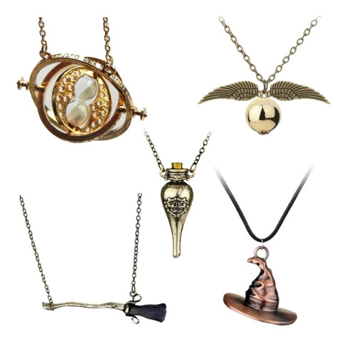 Set 5 Collares Harry Potter Snitch Giratiempo Reliquias