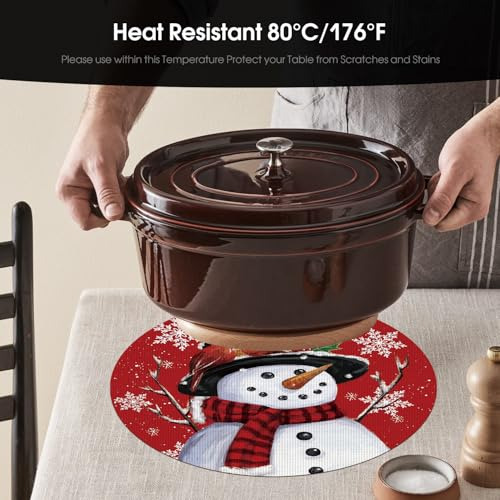 Set De 4 Manteles Individuales Redondos De Navidad De Vinilo