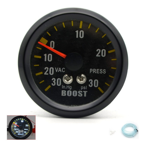 52 Mm Auto Car Turbo Boost Gauge Analogico Fibra Carbono -30