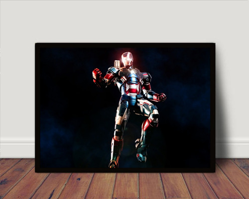 Quadro  / Poster C Moldura Homem De Ferro Patriota P4187