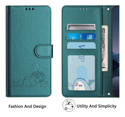 Bonita Funda De Piel De Gato Para Zte Blade A52/a53/a53 Pro/a53+/a55, Bonita Mujer Con Cierre Magnético