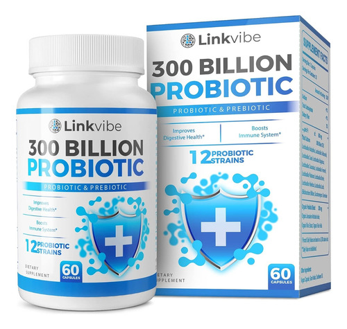 Probiotico Y Prebioticos 300 Billones 12 Cepas  60 Caps Usa 