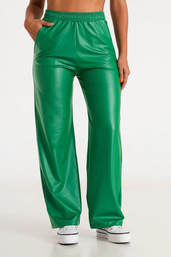 Pantalón Engomado Con Elástico En La Cintura Y Bolsillos