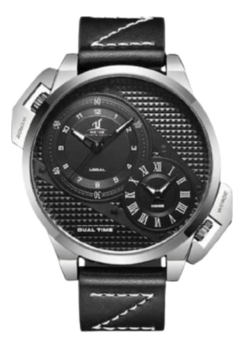 Relógio Weide Masculino Couroanalogico Dualtime Pretouv-1706