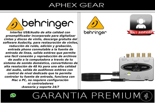Interface Behringer Usb Ufo202 Para Vinilos Y Cintas