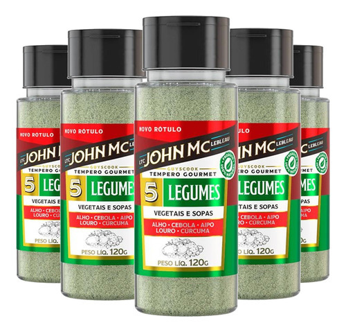 5x Tempero Gourmet Para Legumes John Mc 120g