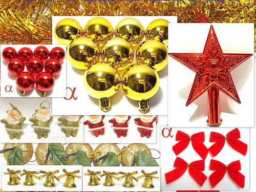 Kit 155pç Enfeite Natal P/árvore Vermelha E Dourada +pisca | Frete grátis