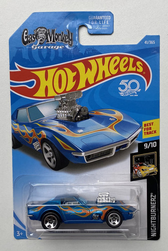 Hot Wheels Nightburnerz 41/365 - ´68 Corvette Gas Monkey Gar Color Azul Marino Con Flamas