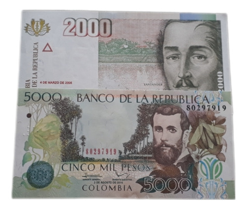 Colombia 2 Billetes 5000 Y 2000 Pesos Familia Anterior