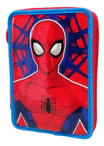 Cartuchera Canopla Spiderman 1 Piso Con Utiles Ha587 Cresko