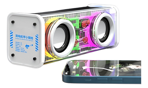 Altavoz V8 Bluetooth 5.0 Transparente Tws Rgb Bajo Potente Blanco