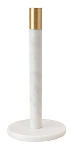 Bloomingville Marble Brass Top, White Paper Towel Holder, 12