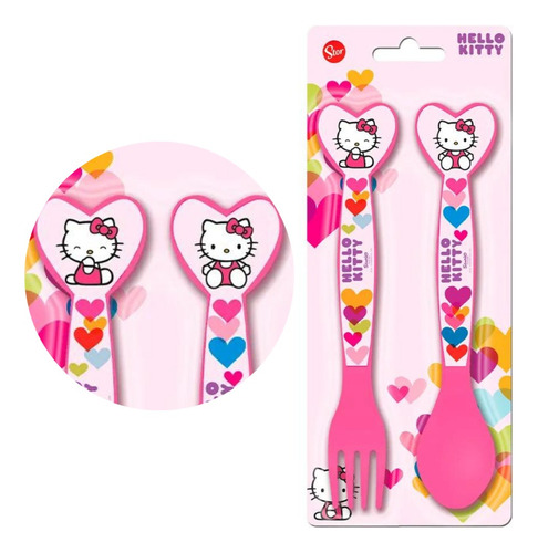 Set Cubiertos Cuchara Tenedor Hello Kitty Alimentación 