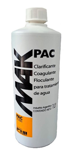 Clarificador Floculante Mak Policloruro Aluminio X 1 Litro