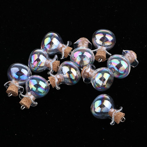 10pcs Mini Botella Colgantes De Cristal Frascos De Tapón De