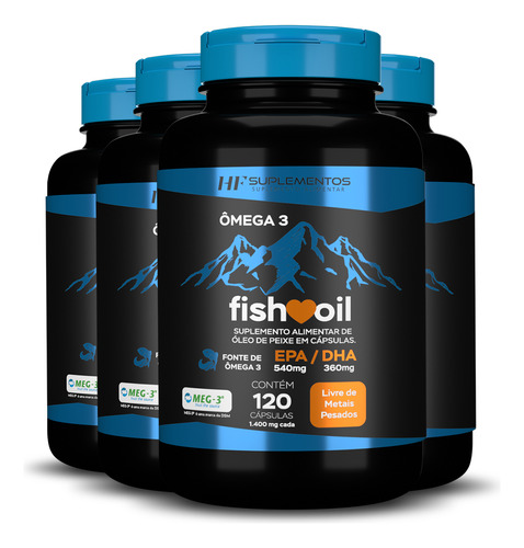 4x Omega 3 Fish Oil Meg 3 120 Cps Hf Suplementos