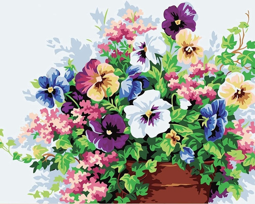 Kit De Pintura Por Numeros Para Adultos   Pansy Flowers 