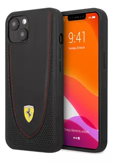 Case Funda Ferrari Piel Costura Roja Para iPhone 13
