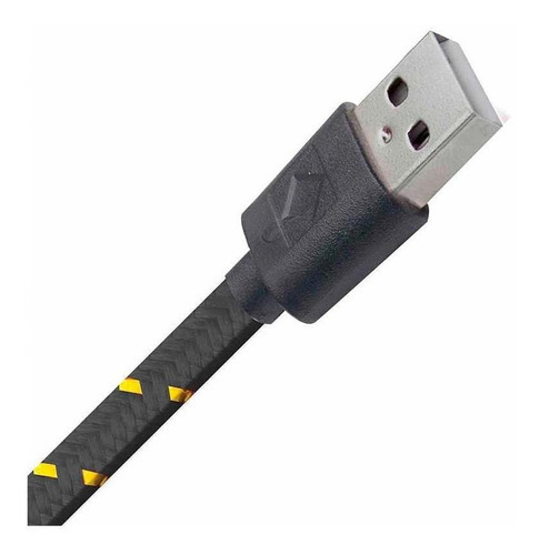 Cable Plano Usb - Micro Usb Green Leaf Tipo Agujeta 18-1215 Color Negro