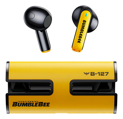 Fones de ouvido intra-auriculares sem fio para jogos Transformers TF-T02 TF-T02 amarelos com luz LED