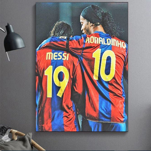 Cuadro Decorativo Artistico Messi Ronaldinho Barca 40x60cm