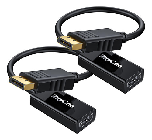 Raycue Cable Adaptador 4k Displayport A Hdmi, Paquete De 2 .